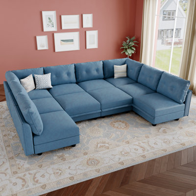 Tomario 10- Piece Upholstered U-Shaped Modular Sectional With Storage