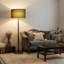 Lampe sur pied moderne en noyer de 61 po avec abat-jour tambour en lin vert 61 po, certifiée cULus pour les tables d'appoint de salon, les coins de chambre à coucher, les bureaux à domicile ou les salles d'étude-2122235913
