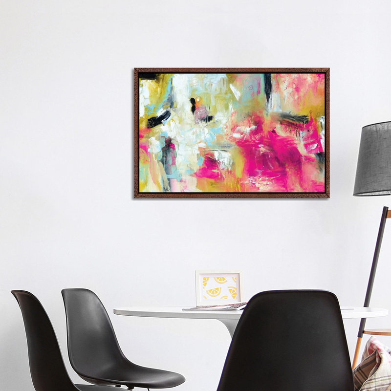 Abstract VII by Andrada Anghel - Painting on Canvas, 66.04cm H x 101.6cm W x 3.81cm D, Classic Brown Wood Framed