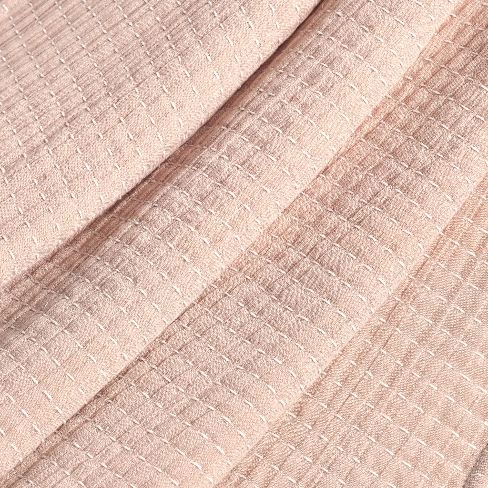 Windcrest Cotton Hand Woven Throw Blanket, Blush/Off White