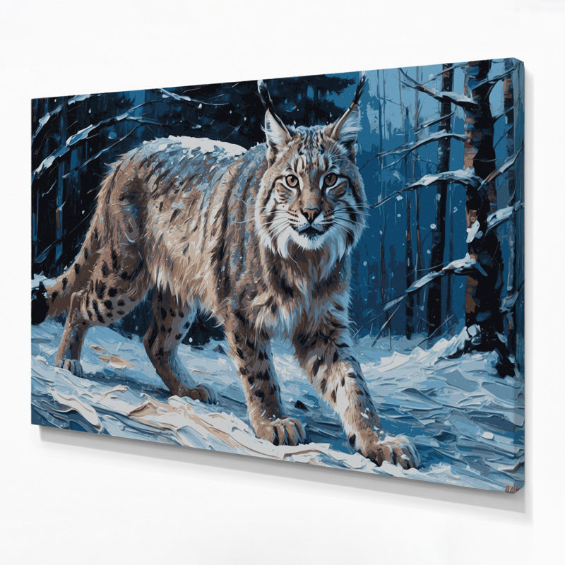 «Big Cats Canadian Lynx», art mural sur toile bleue, H 12 po x l 18 po