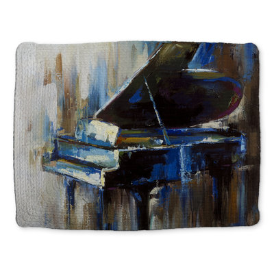 Musical Blue Industrial Braided Placemat | Abstract Grand Piano