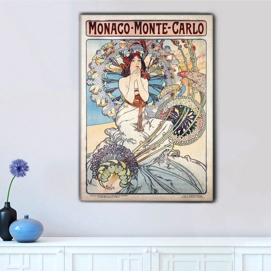 Happy Larry - Quadro - Alfons Mucha - Monaco - Monte Carlo - Tela Canvas - 70X100 - Pronto Da Appendere - Quadri Moderni...