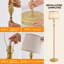 Lampes sur pied dorées à intensité variable pour le salon, ampoule à DEL de 11 W incluse, lampe sur pied avec marbre, grand lampadaire avec abat-jour en lin blanc pour chambre à coucher