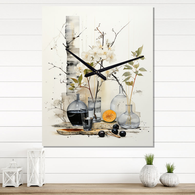 Asian Art Sumi Bird Serenity XX - Horloge murale asiatique surdimensionnée, Grand
