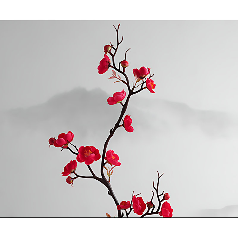 Arrangement de fleurs de prunier dans un vase, Rouge