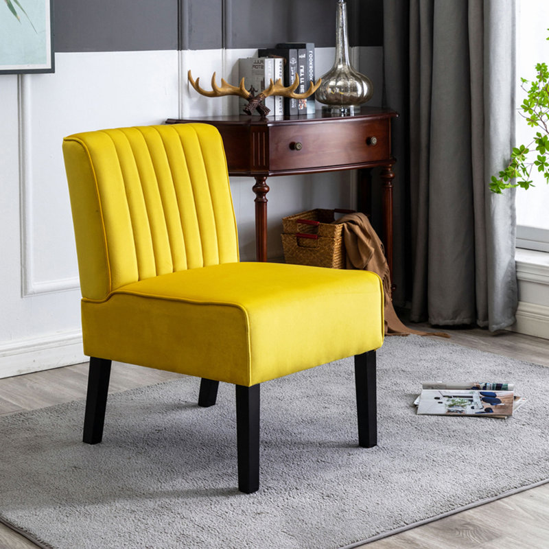 Ensemble de 2 chaises d'appoint Reese Mid Century Modern, Velours jaune