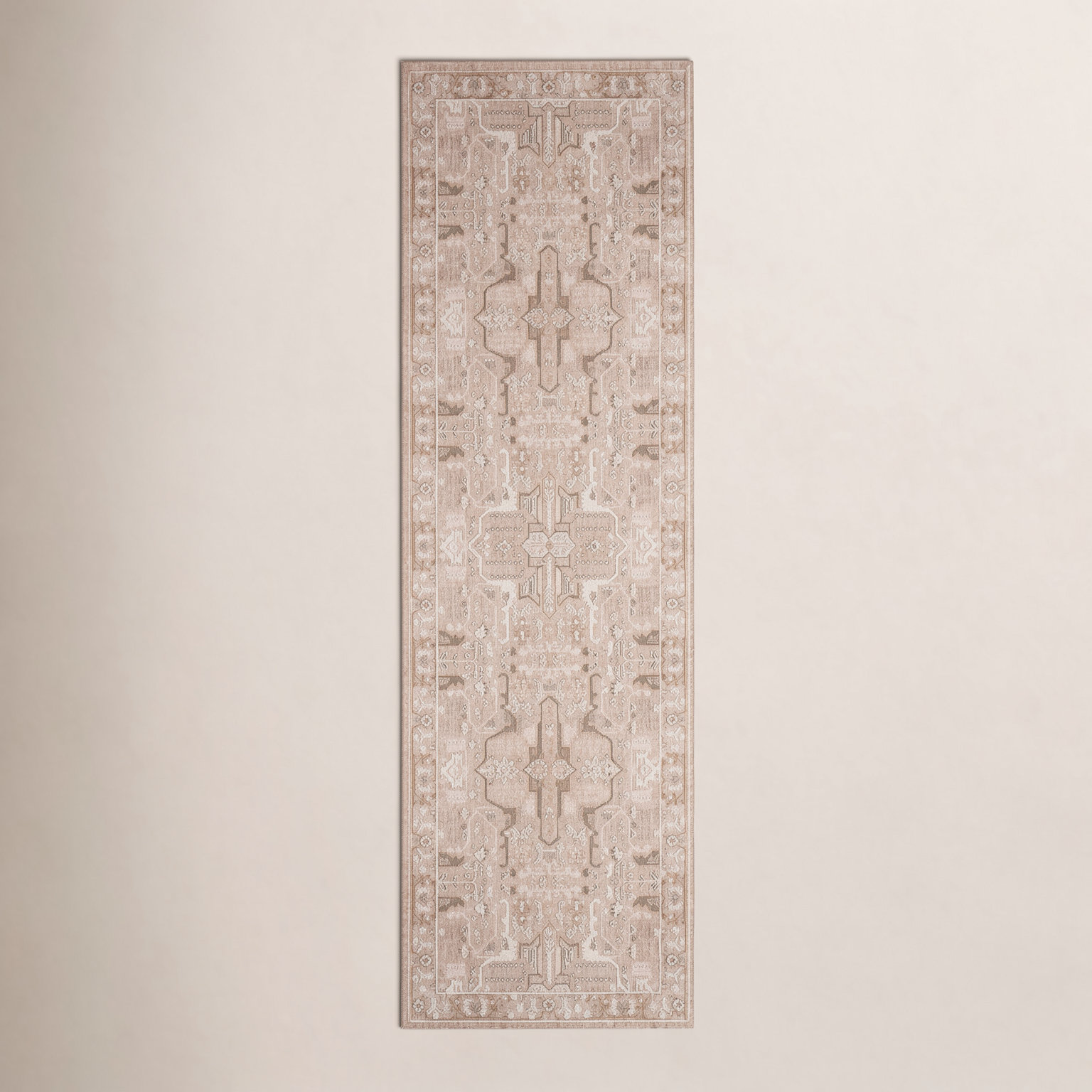 Kerin Beige Cream Oriental Rug, Runner 3' x 12'