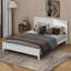 White Solid Pine Wood Bed Frame with Headboard, Simple Low Profile Platform Bed with Under Storage, No Box Spring Needed & Sturdy Wooden Slats,  Full Size-812457420-810645055