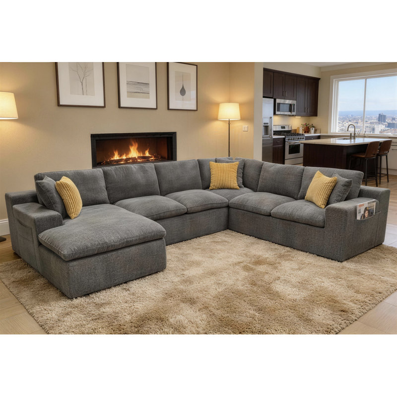 Canapé modulaire James James, Mélange de polyester - gris clair