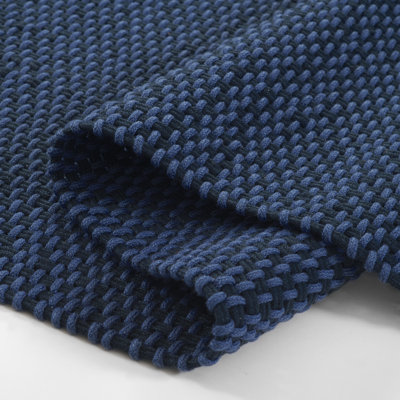 Marseille Hand Woven Geometric Blue Indoor Outdoor Rug