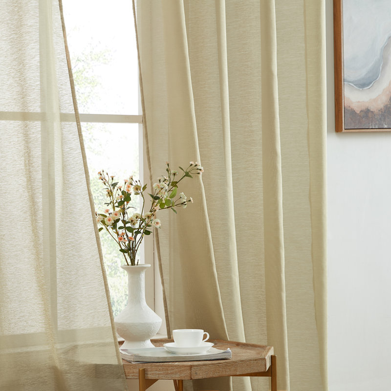 Carmille Semi-Sheer Grommet Curtain Panels, Taupe, 54" W x 95" L