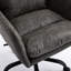 Chaise de bureau grise réglable en cuir PU, avec structure métallique haute résistance et hauteur confortable adaptée à une coiffeuse.-551238220-551238193-551238192