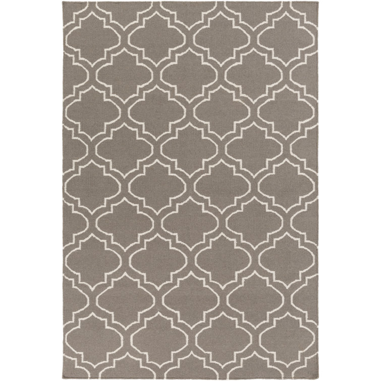 Tapis gris à motif géométrique tissé à plat Aylesworth