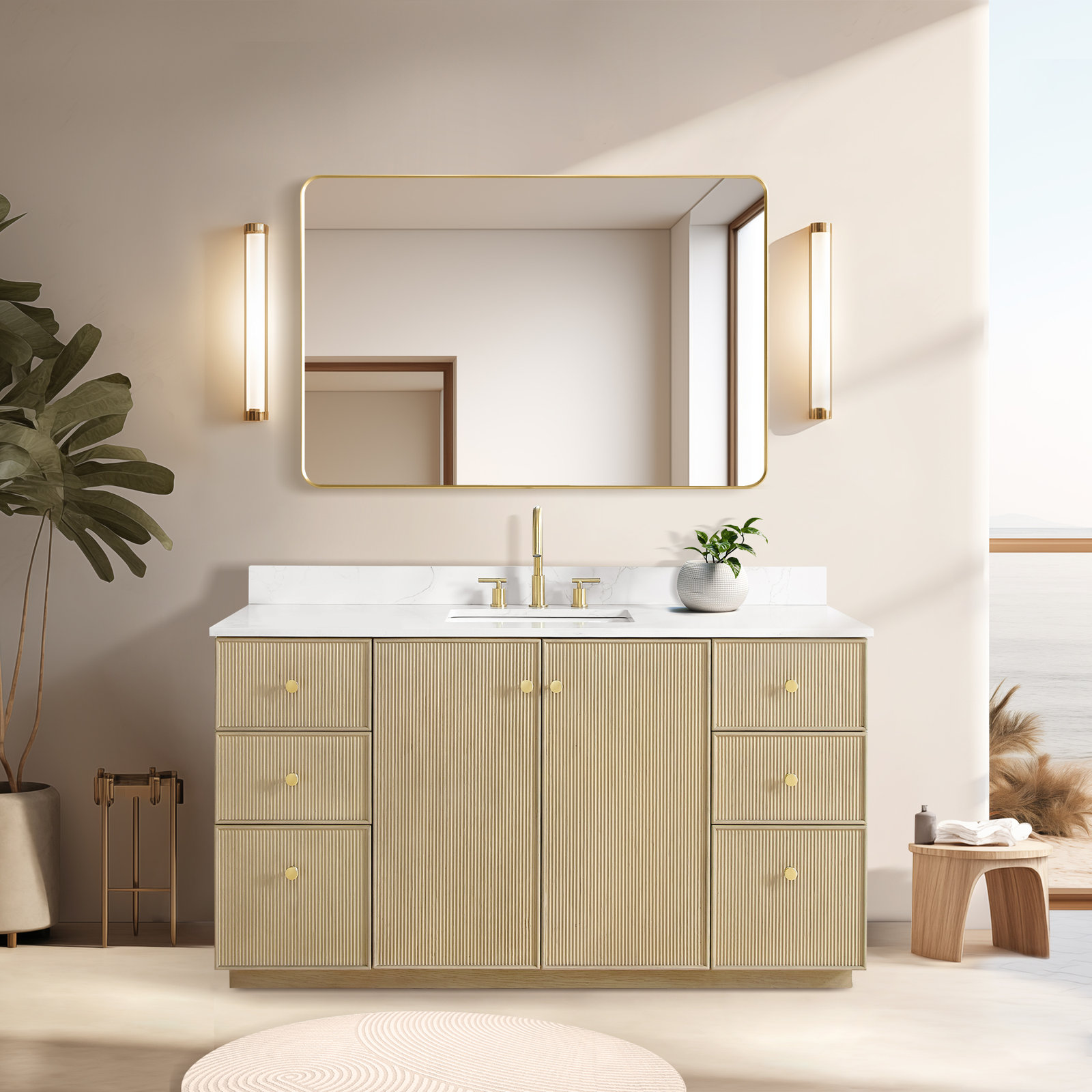 Amella 60'' Single Bathroom Vanity, Natural