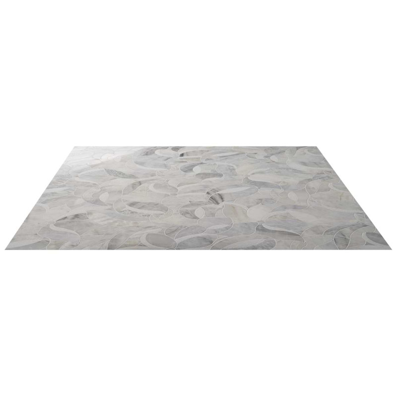 Raina Polished Waterject Marble Mosaic Tile, Andes Gray
