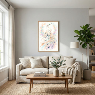 Ensemble de 1 tableau sur toile à motif de plumes de paon