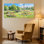 Scénario et paysages urbains parc paysage avec fleurs et pont, ensemble de 3 impressions sur toile