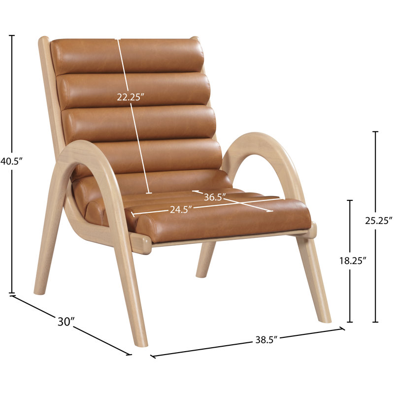 Fauteuil d'appoint en cuir Randal, Cuir cognac végétalien, Naturel