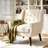 Davey Upholstered White Linen Blend Tufted Wide Back Armchair with Solid Wood Leg-1917714915