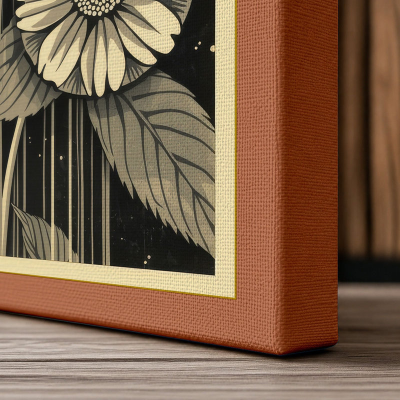 Daisy Study Botanical - Wrapped Canvas, 36x24 - 91.4 x 61.0 cm, Terracotta Border