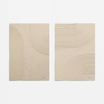 «Echoed Curves in Beige», ensemble de 2 impressions, 10 po x 8 po