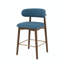 Tabouret de bar moderne à hauteur de comptoir avec dossier, non pivotant, pieds en bois d'hévéa massif et repose-pieds en métal bronze-123098460-131231055-131231056