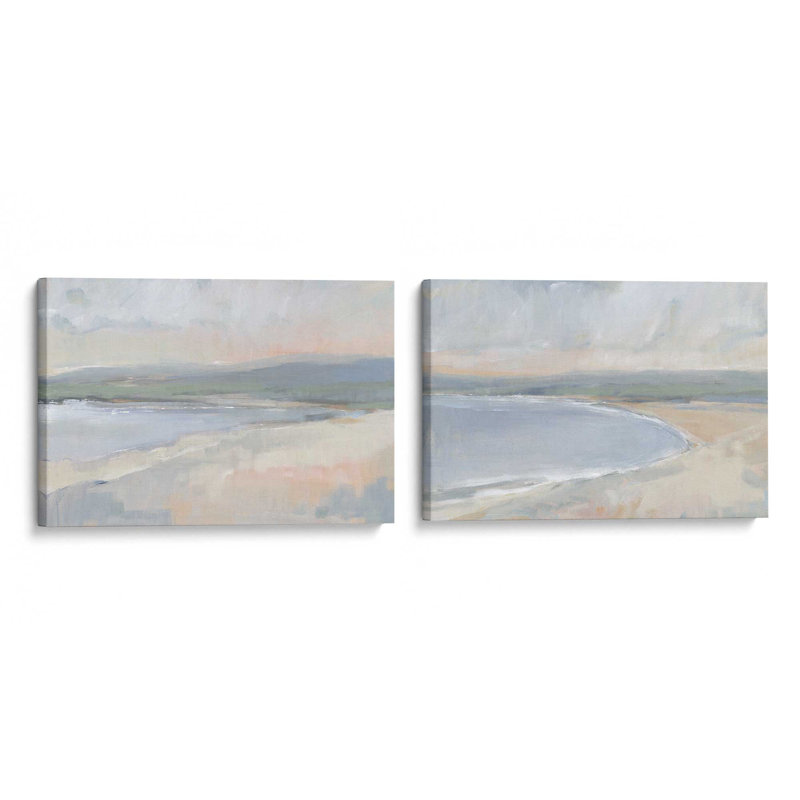 «Hazy Beach at Dawn», ensemble de 2 impressions sur toile, Toile tendue, H 24 po x l 72 po x P 1,25 po