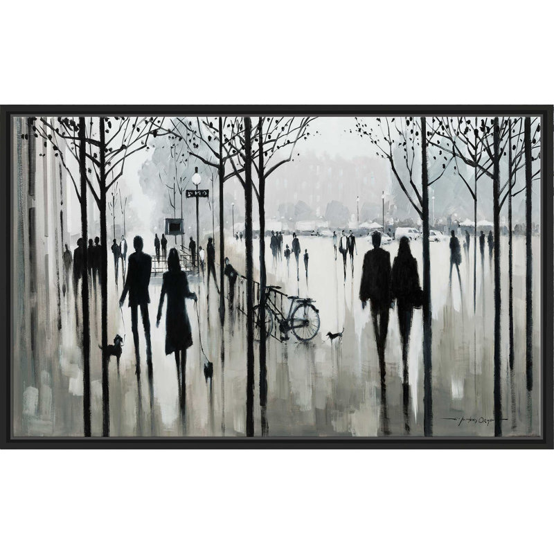 Morning Paris par - Peinture, Cadre flottant noir, H 27,5 po x l 43,5 po x P 2 po