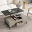 Ensemble de 5 tables basses à plateau relevable avec rangement et repose-pieds