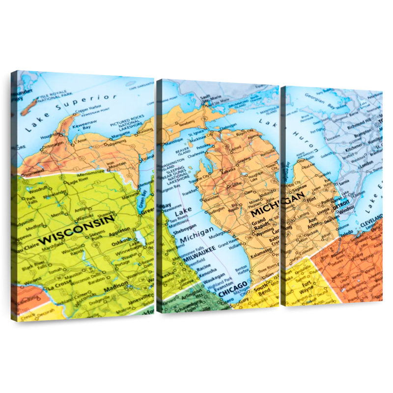 Carte de l'État du Michigan à Aliaz, H 14 po x l 23 po