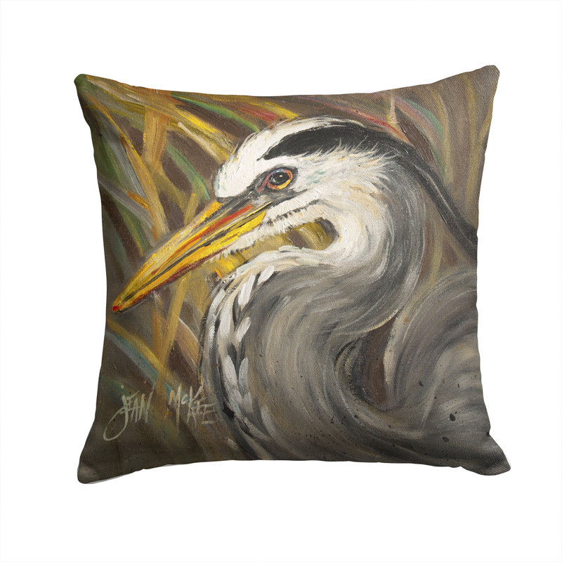 Blue Heron Indoor/Outdoor Throw Pillow, 14" H x 14" W x 4" D