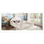 Lit plateforme rembourré double avec tête de lit en forme de lapin et poches de rangement latérales, beige