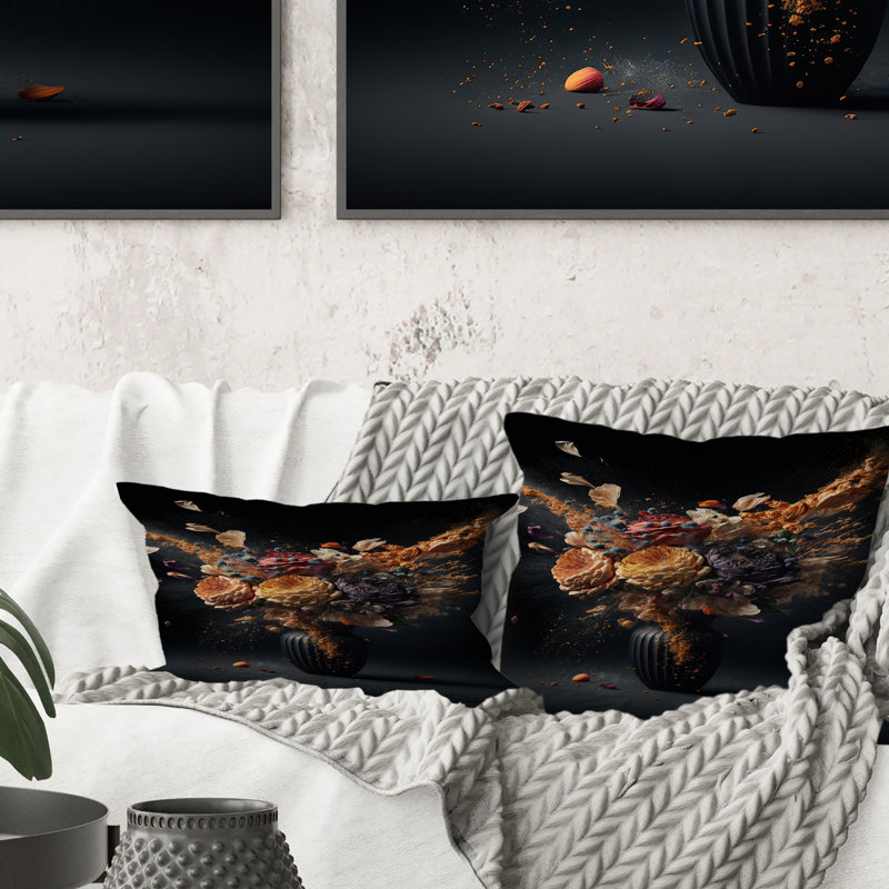 Still Life With Exploding Blossoming Flowers - Floral Printed Throw Pillow