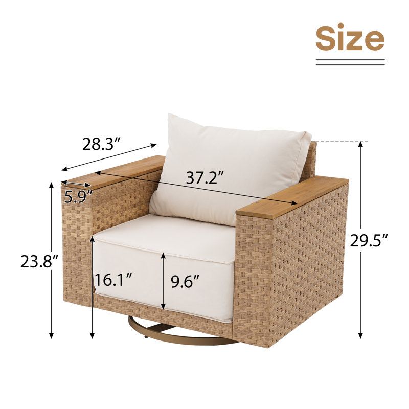 
Fauteuil pivotant simple d'extérieur avec coussin Delysa