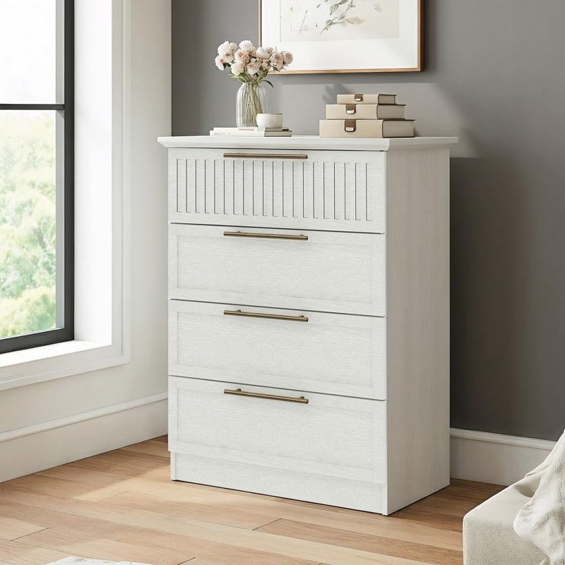 Darry Gregory 4 Drawer Chest, Pearl White Oak