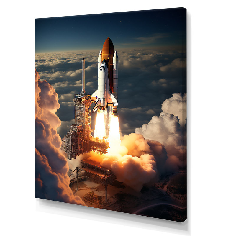 Space Shuttle Launch III - Space Shuttle Canvas Art Print, H 20 po x l 12 po x P 1 po, Toile tendue