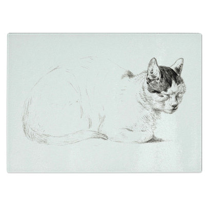 Tempered Glass Cat Resting Chopping Board