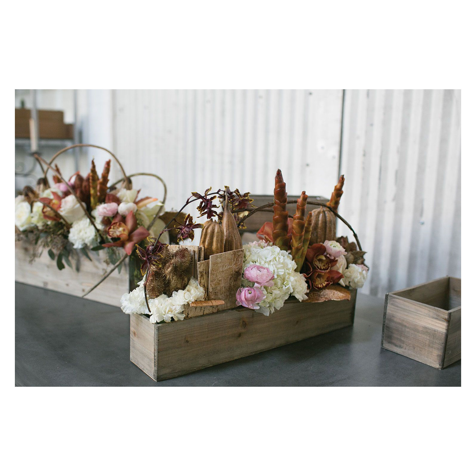 Tariah Handmade Wood Planter Box, Brown, 4" H x 20" W x 4" D