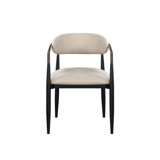 Lisbella Fabric Upholstered Back Arm Chair in Beige/Black (Set of 2)