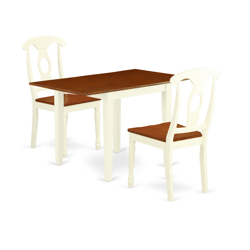 Boylston Four Leg Dining Set, Cherry, Buttermilk, 3 Pieces: 1 Table, 2 Chairs