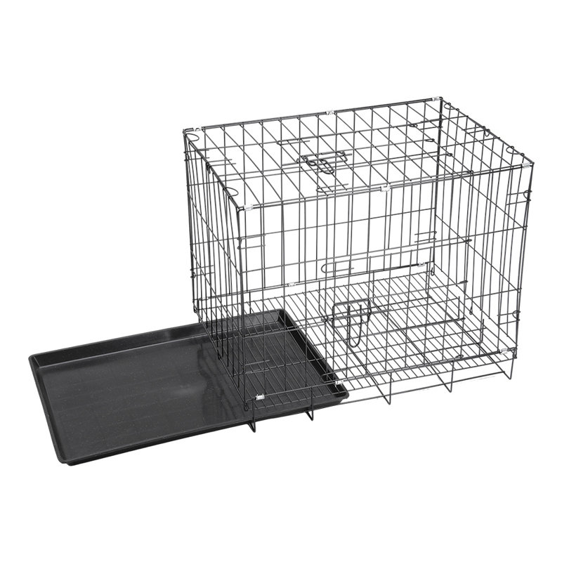 Warsaw Plastic Tray Iron Pet Cage with 2 Doors, Small (43cm H x 50cm W x 35cm D)