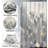4 Piece Grey Gold Geometric Tile Bathroom Mat Kit