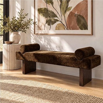 60" W Chenille Upholstered Bench