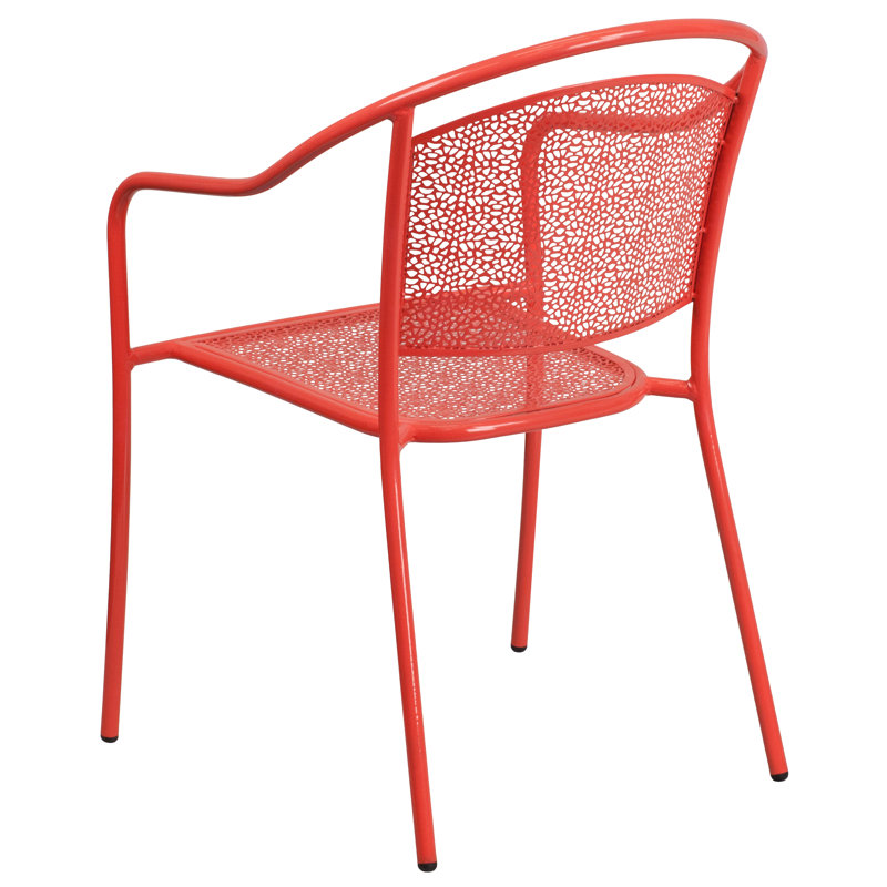 Oia Indoor-Outdoor Steel Patio Arm Chair with Round Back, Red