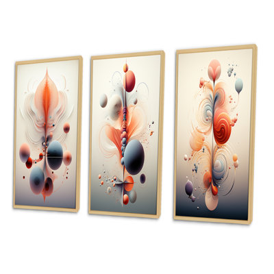 Metamorphosis Interior Design Retrofuturistic - Abstract Shapes Art Set Of 3 Pieces
