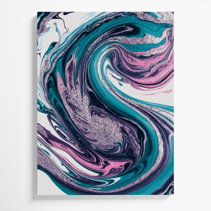 Abstrait art fluide sur toile grise 32, H 20 po x l 16 po