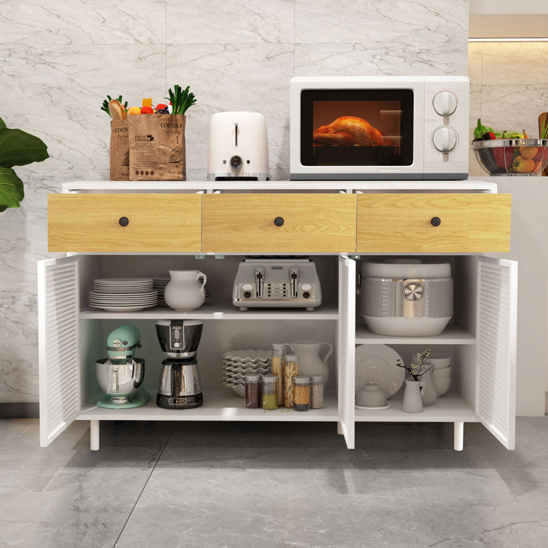 Armoire d'appoint Teyha, Blanc / Naturel