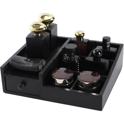 Organisateur pour hommes, support de commode, organisateur de salle de bain, organisateur de comptoir de salle de bain, cloisons amovibles réglables, noir
