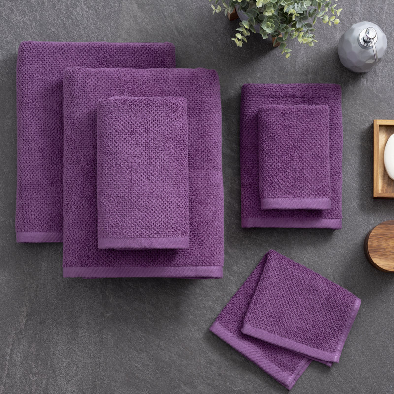 Ensemble de serviettes 6 pièces 100% coton Quaddiu, Prune